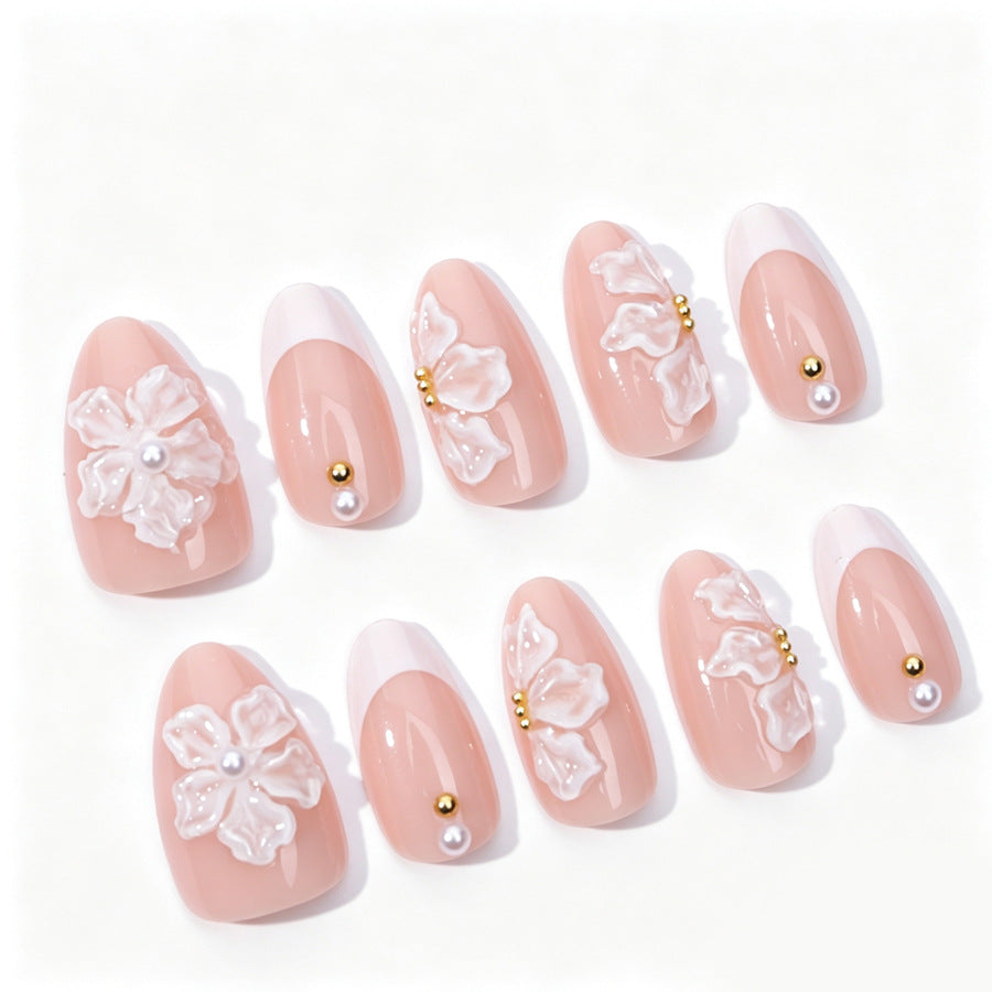 Handgemachtes Floral Design Press-On Nail Set Brehn