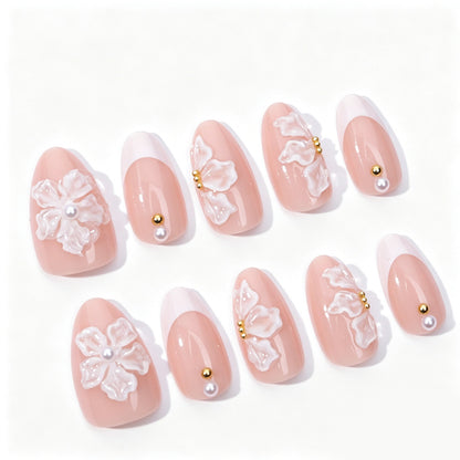 Handgemachtes Floral Design Press-On Nail Set Brehn