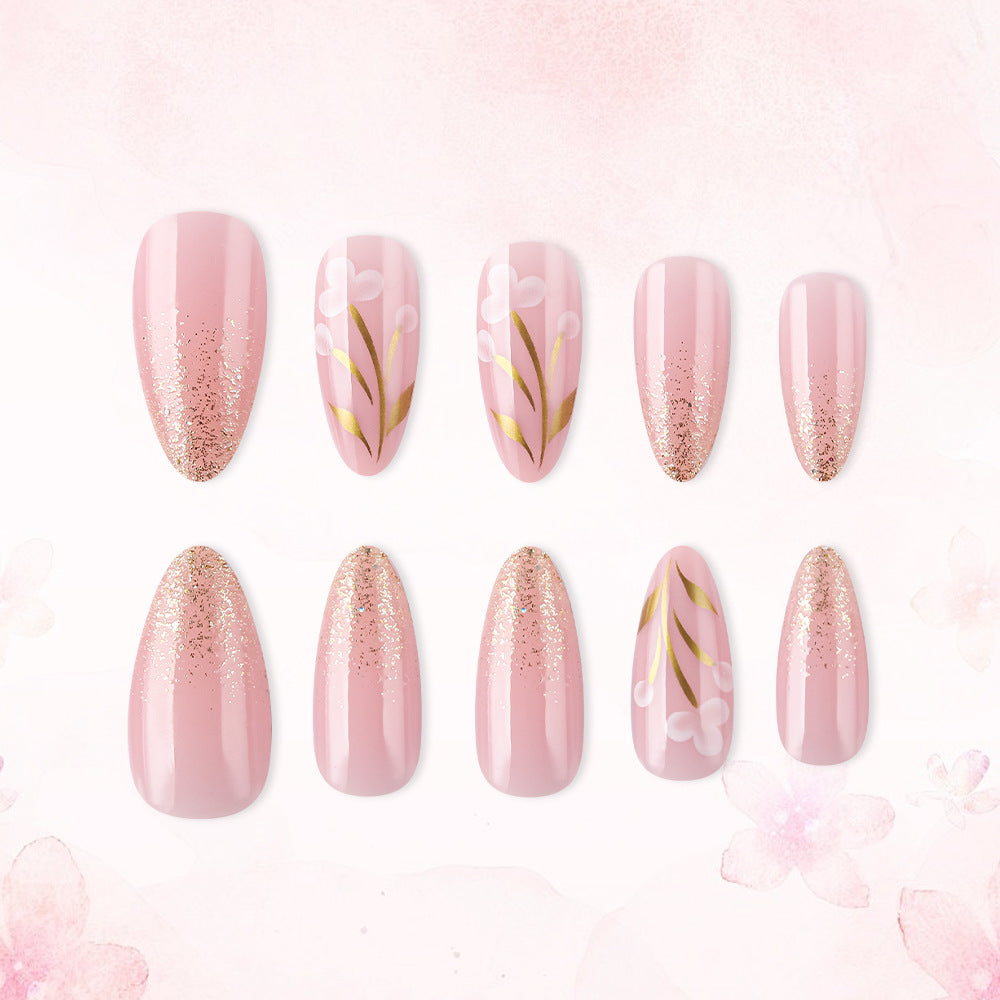 Künstlerisches Florales Press-On Nagelset Brehn