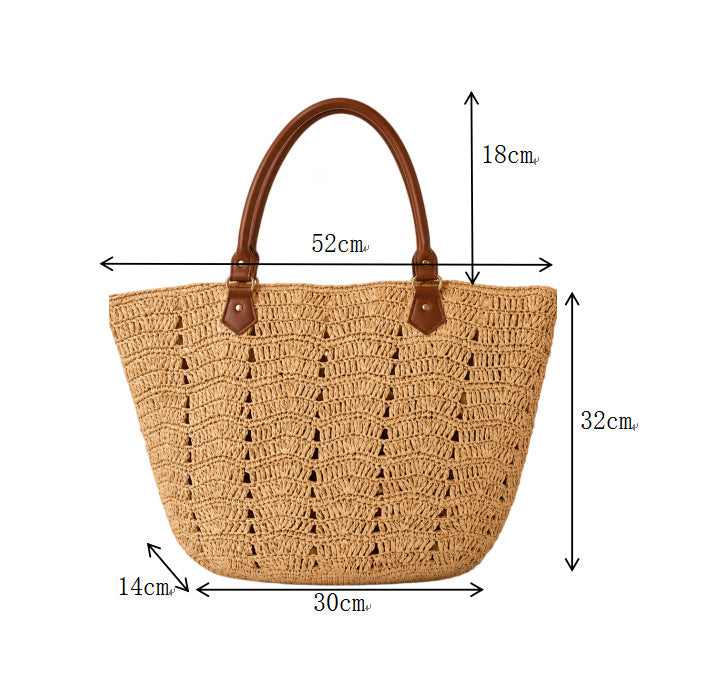 Strandkorb-Tasche mit Geflochtenem Design und Komfortablen Ledergriffen Brehn