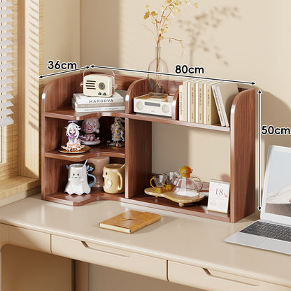 Multifunktionale Desktop-Regalorganisator mit erhöhtem Rücken und offenen Fächern