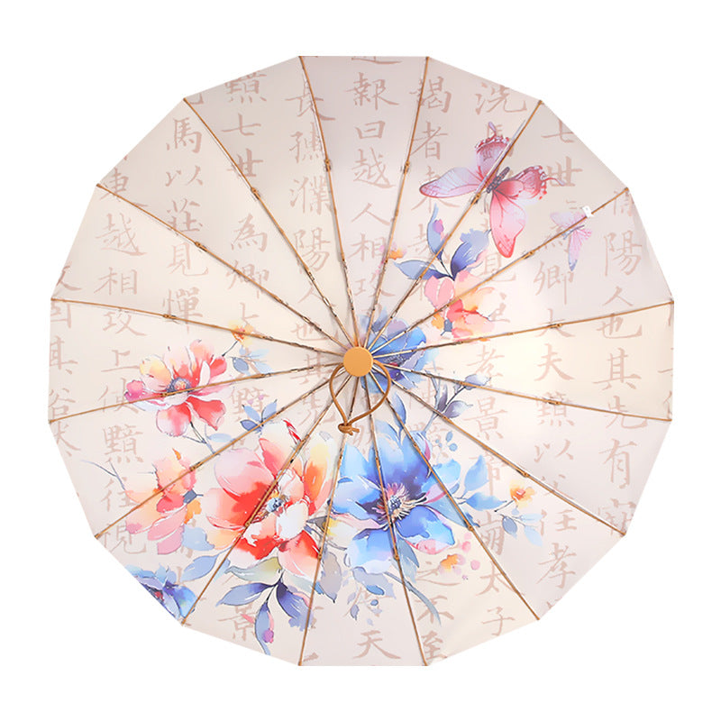 Damen Faltbarer Regenschirm mit floralen Akzenten und robustem Gestell Brehn