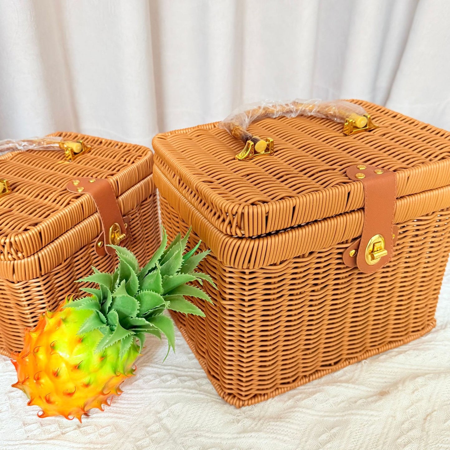 Damen Handgewebter Rattan Aufbewahrungskorb mit Bauchtasche Brehn
