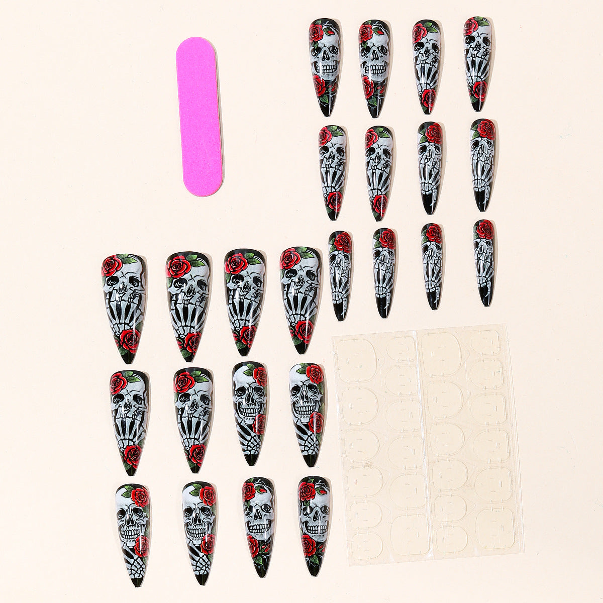 Gothic Skull und Rose Nail Art Set Brehn