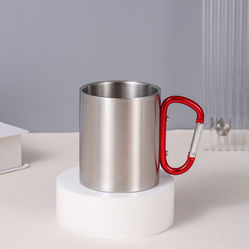 Damen Edelstahl Kaffeebecher mit Karabinergriff Brehn