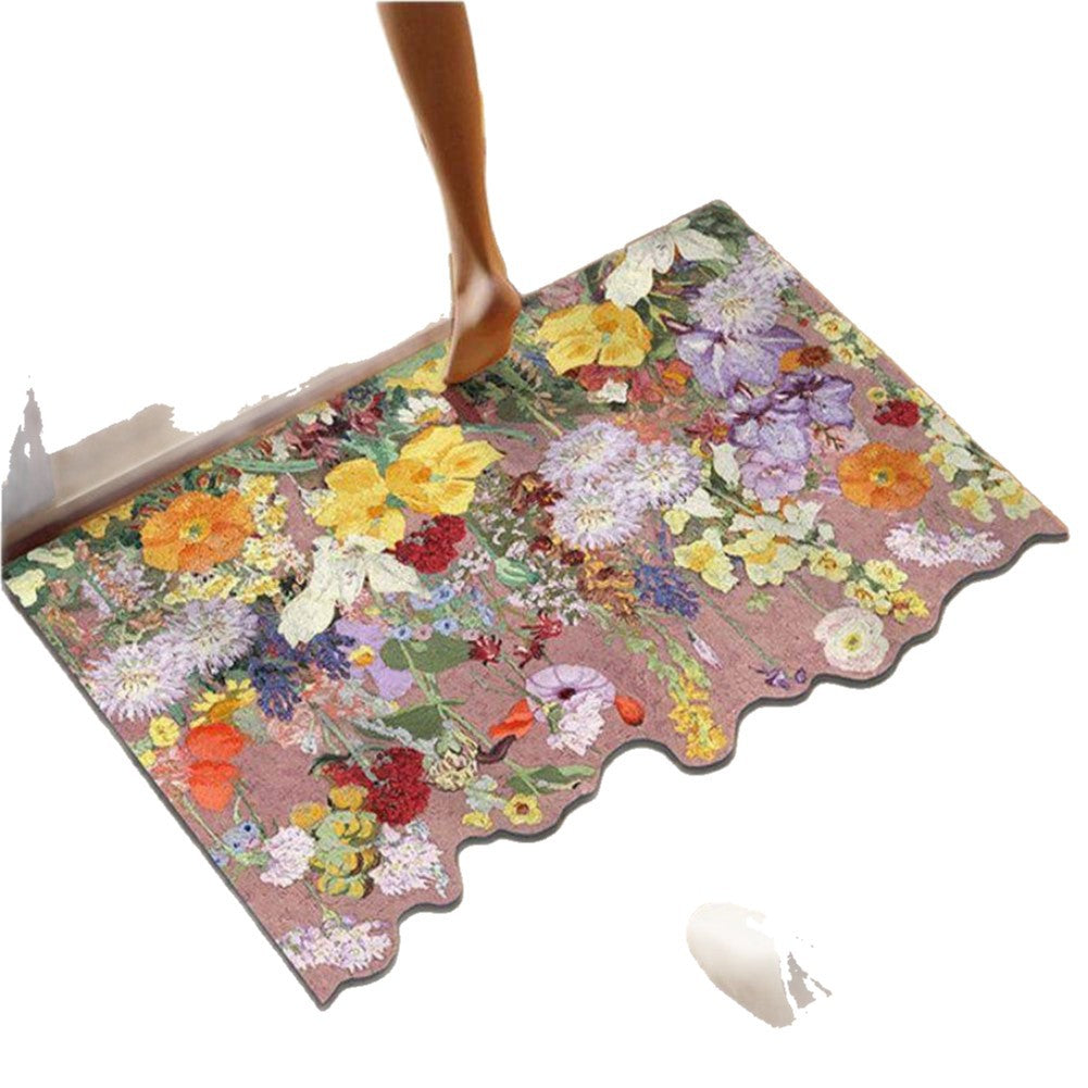 Blumenmotiv rutschfester Badezimmerteppich Brehn