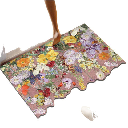 Blumenmotiv rutschfester Badezimmerteppich Brehn