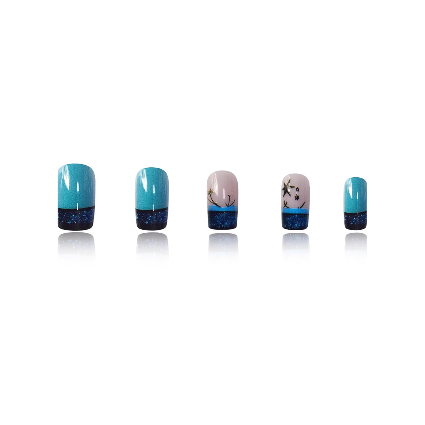 Dekoratives Glitzerstern-akzentuiertes Press-On-Nagelset Brehn