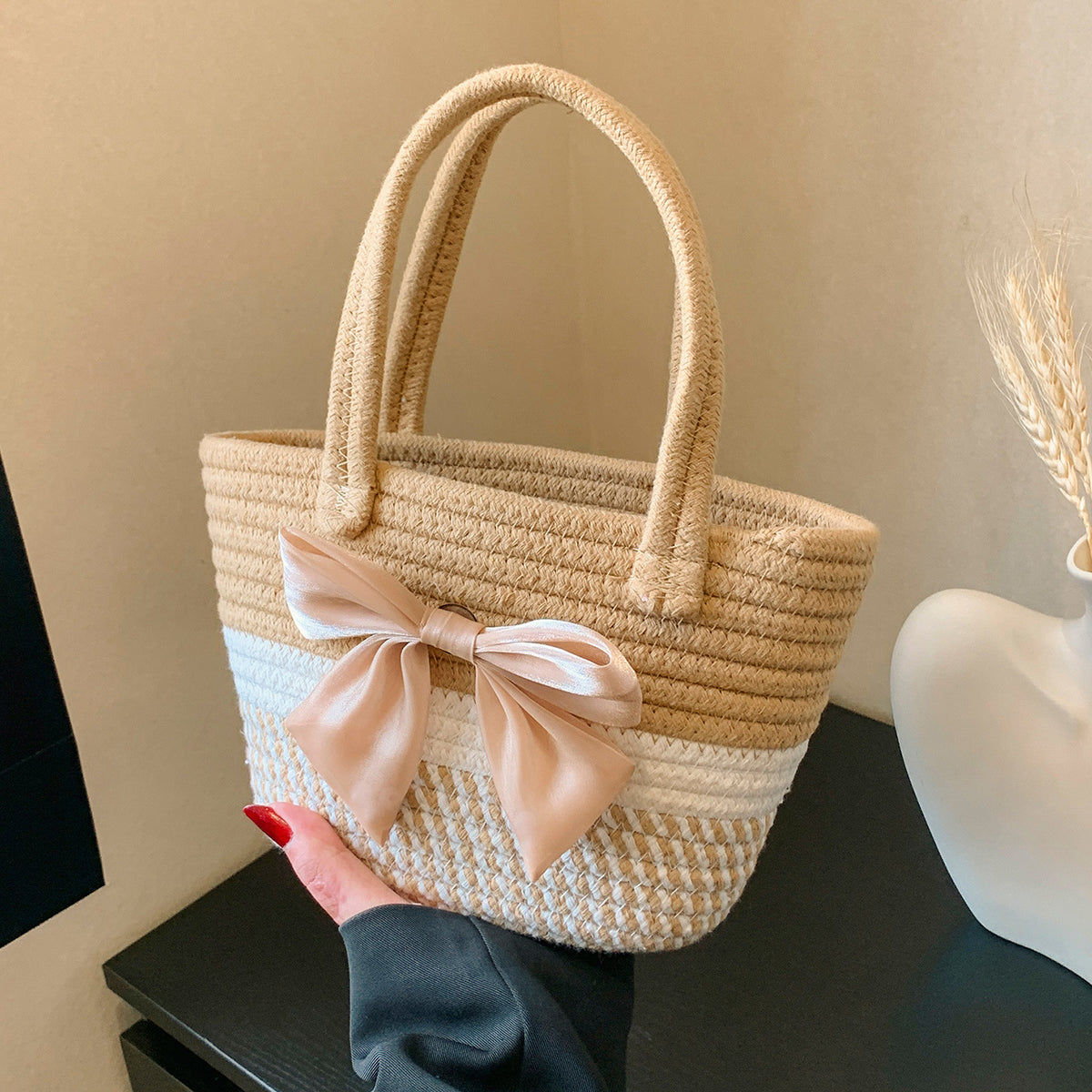 Handgefertigte Strohtote Tasche  1790617096