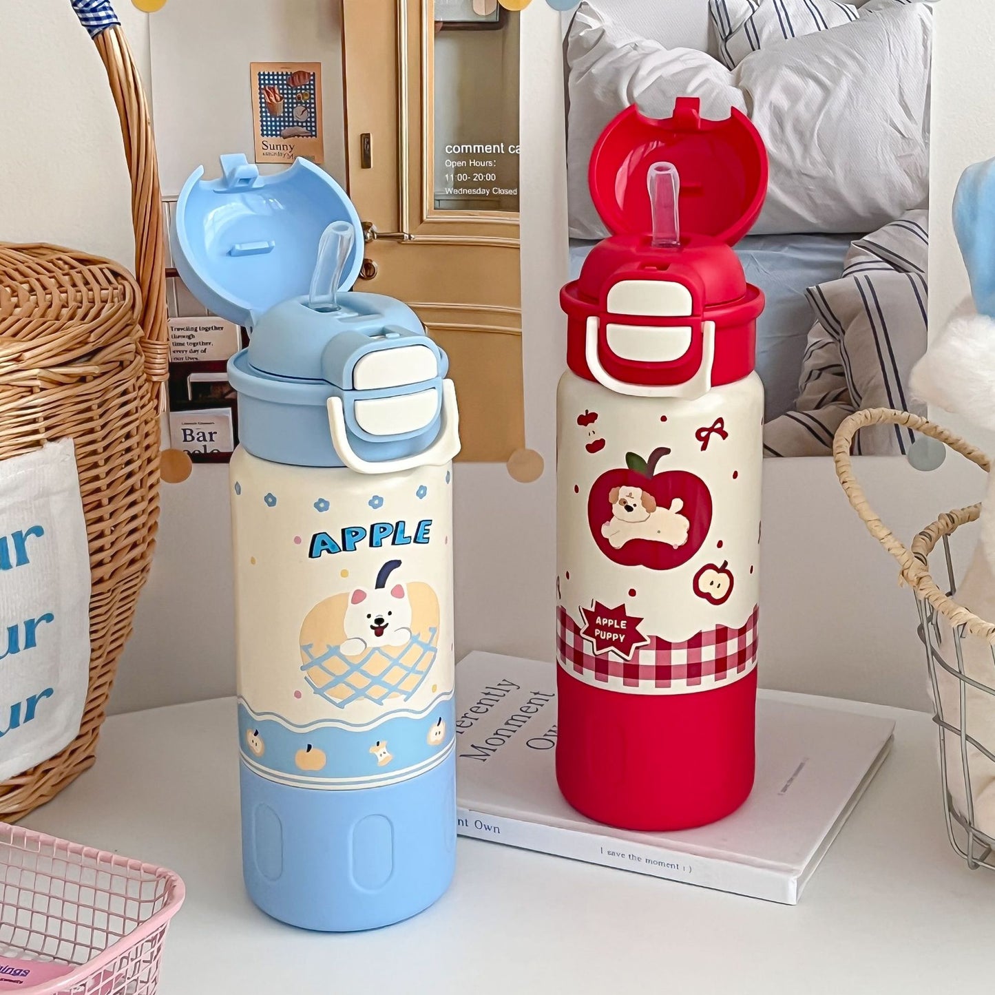 Damen Isolierte Trinkflasche mit fröhlichem Hundedesign Brehn