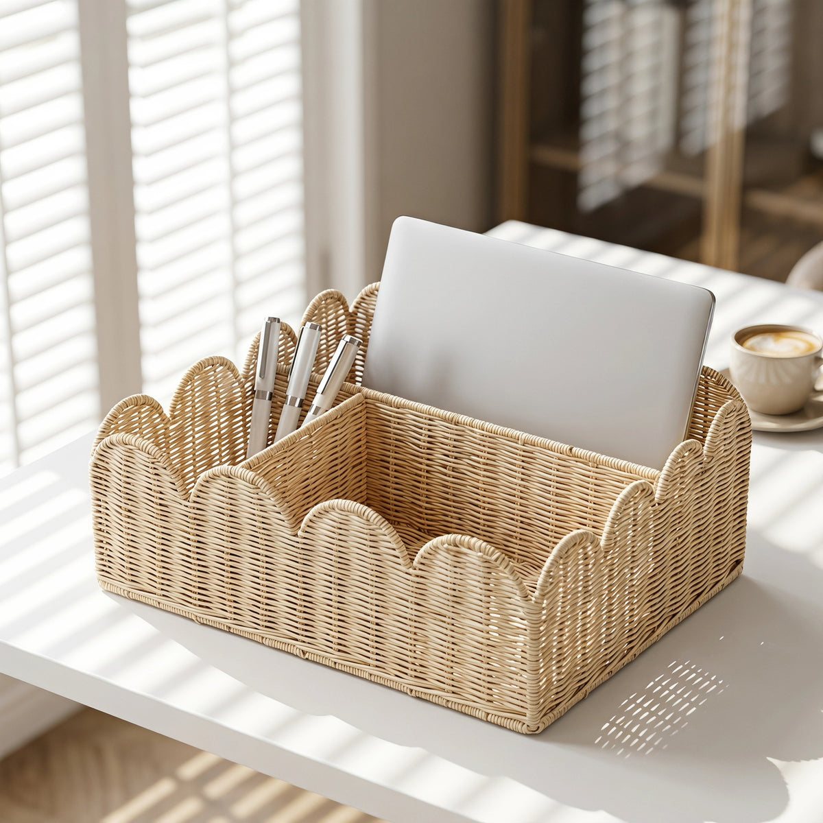 Stilvoller Organizer-Korb mit Wellenrand Brehn