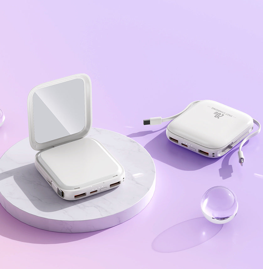 Tragbare Powerbank mit integriertem Spiegel und multifunktionalem Ladekabel Brehn