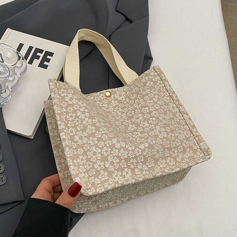 Blumenmuster-Leinen-Tote-Bag