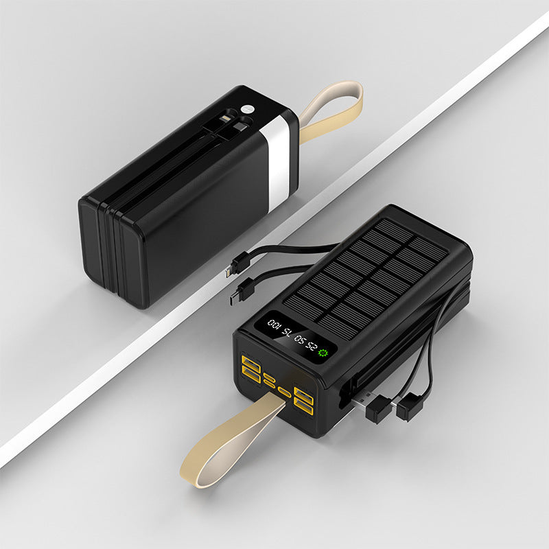 Solar-Powerbank mit integrierten Ladeanschlüssen und digitaler Anzeige Brehn