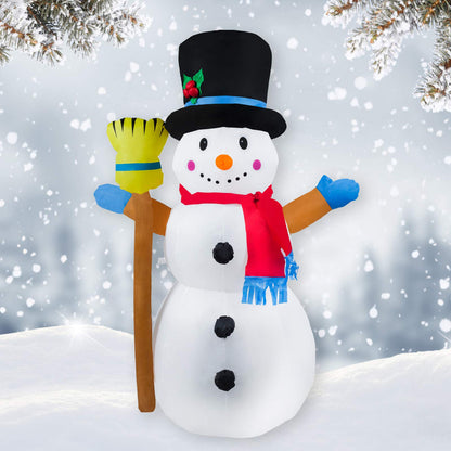 Aufblasbarer Schneemann mit Hut und Besen