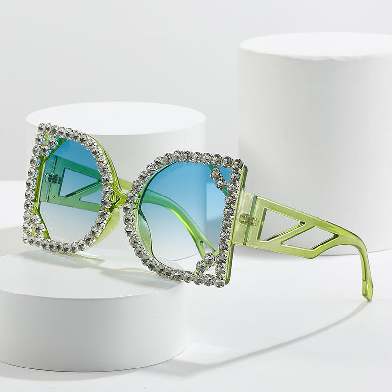 Statement Rhinestone-beschichtete sechseckige Sonnenbrille Brehn