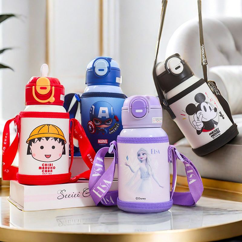 Isolierte Trinkflasche mit Mickey-Mouse-Motiv und Praktischem Tragegurt Brehn