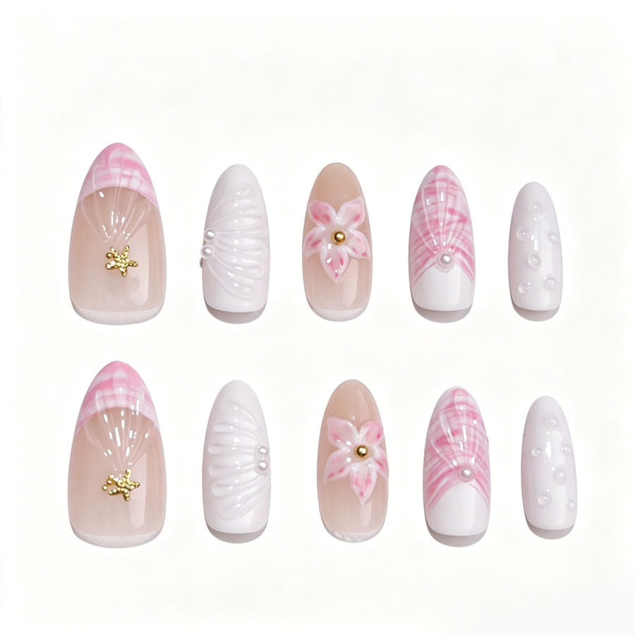 Künstlerisches florales Design Press-On Nägel Brehn