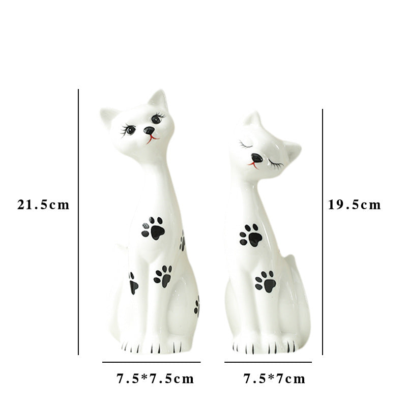 Verspieltes Keramikkatzenfiguren-Set Brehn