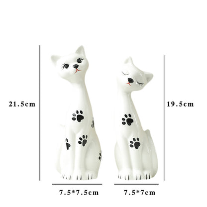 Verspieltes Keramikkatzenfiguren-Set Brehn