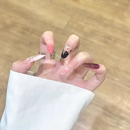 Künstlerisches Floral Press-On Nagelset