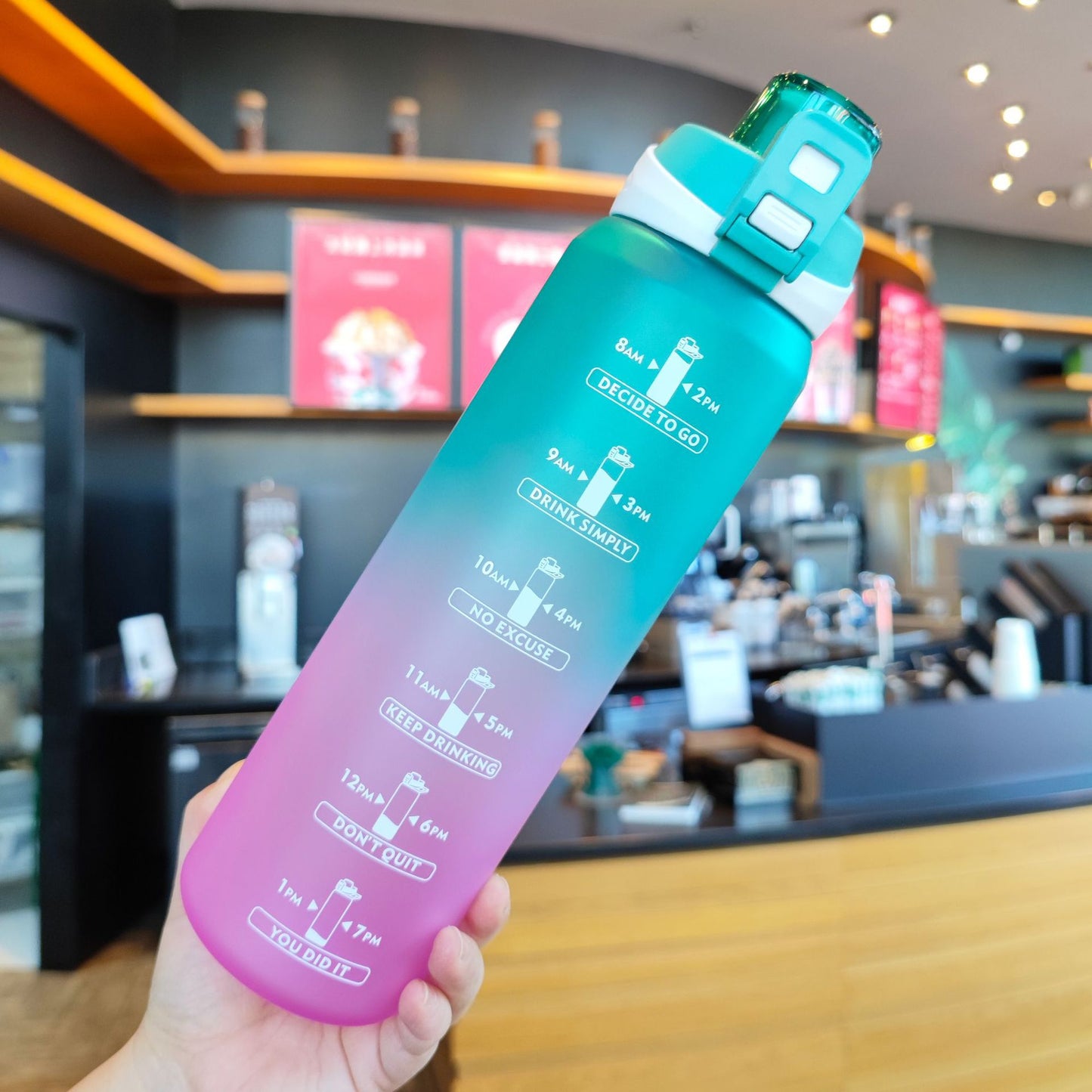 Damen Motivierende Trinkflasche mit einzigartiger Zeitmarkierung und sicherem Verschluss Brehn