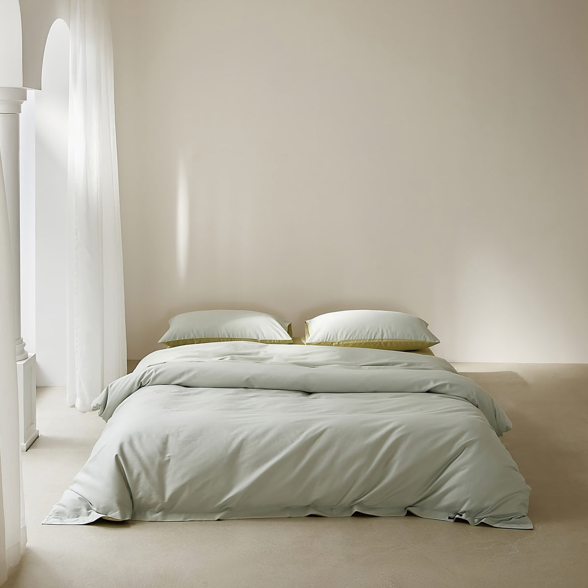 Baumwoll-Bettwäsche-Garnitur mit Satin-Finish und Reißverschluss