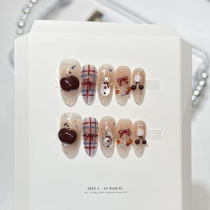 Glitzerndes Press-On Nagelkunst-Set mit Schneeflocken-Design Brehn
