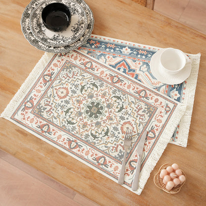 Kurzfloriger dekorativer Badezimmer‑ und Läufer‑Teppich im orientalischen Medaillonstil mit Fransen Brehn