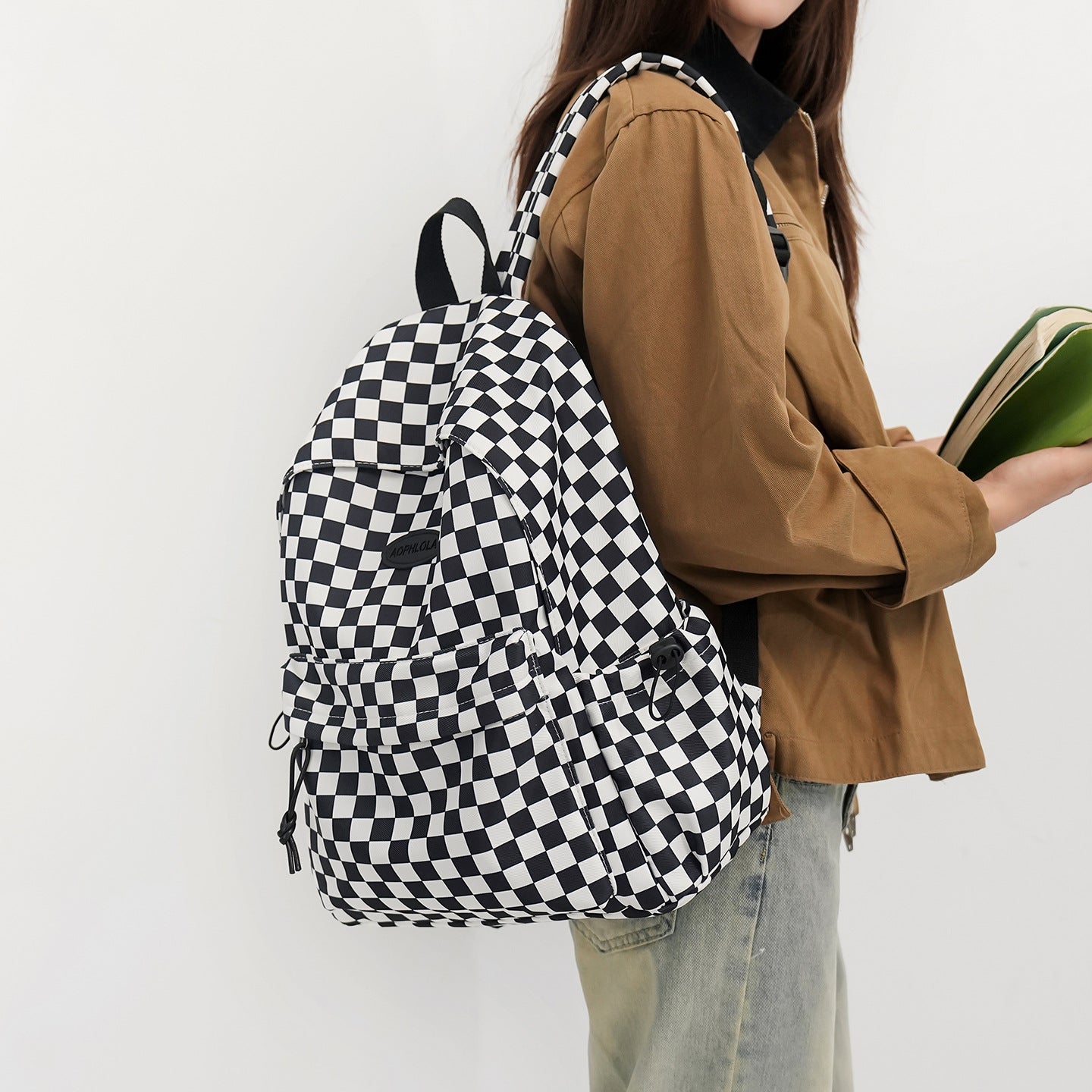 Schachbrettmuster Schulrucksack Brehn