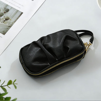 Strukturierte Leder Reißverschluss Clutch Geldbörse Brehn