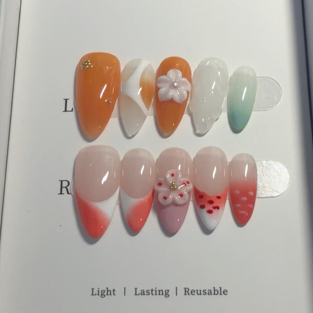 Floral Design Press-On Nail Set