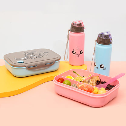 Süße Katzenkopf Wasserflasche und Brotdosen-Set