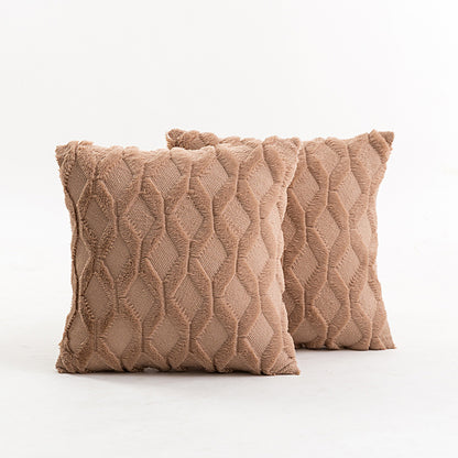 Texturiertes Strick-Diamond-Tufted quadratisches Wurfkissenbezug mit ausgefranstem Rand