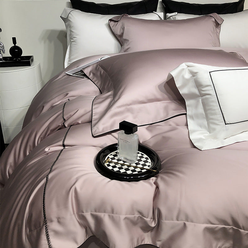 Luxus Satin Bettwäsche Set mit geketteltem Rand und hypoallergenem Mikrofaser