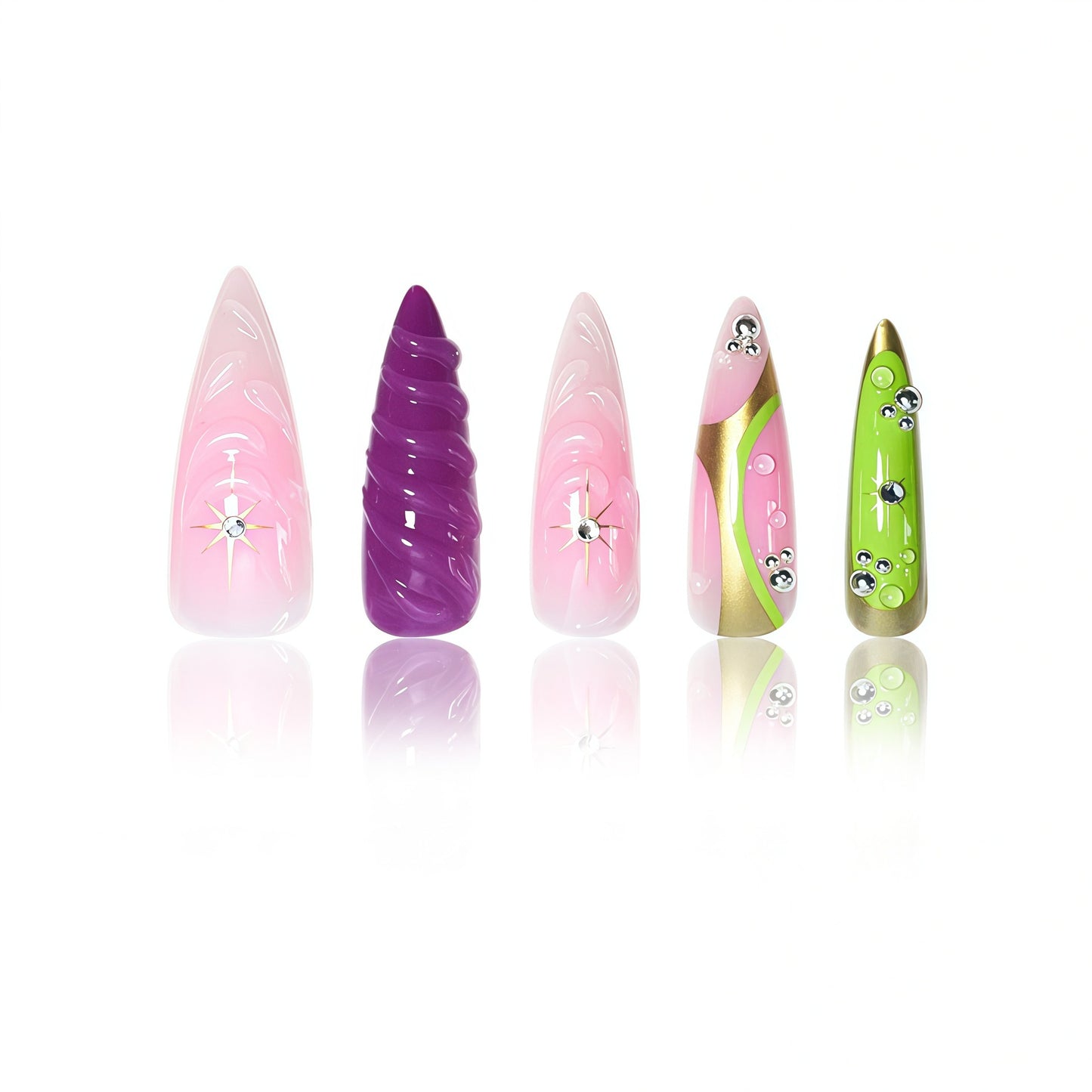 Künstlerisches Press-On Nagelset Brehn