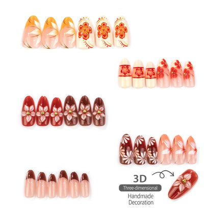 Floral Herbst-Themen Druck-Nagelkunst-Set