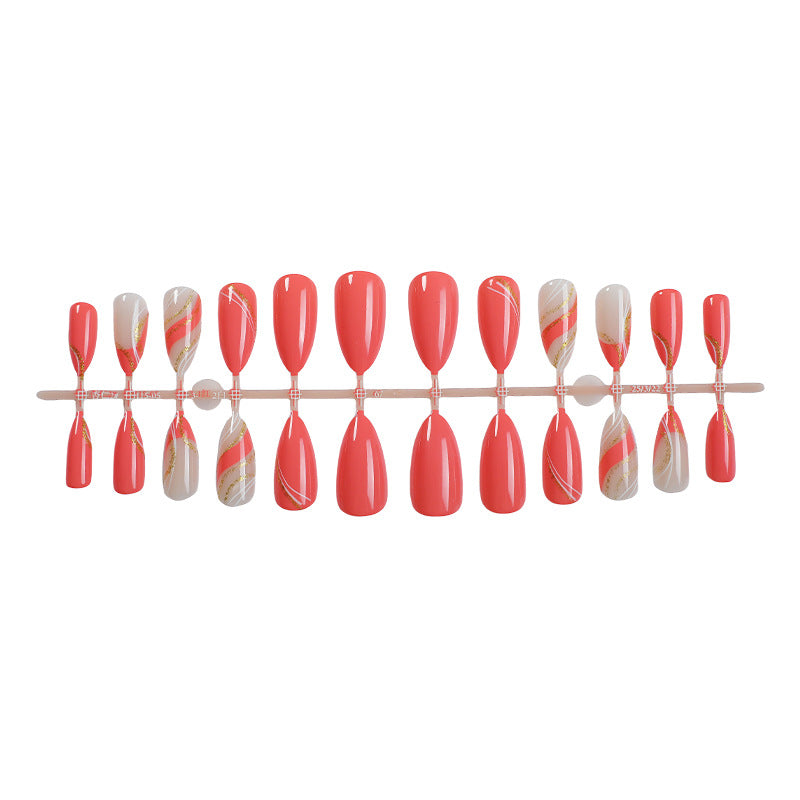 Premium Gel Press-On Nagelset mit eleganten Wirbeln und schimmernden Akzenten Brehn