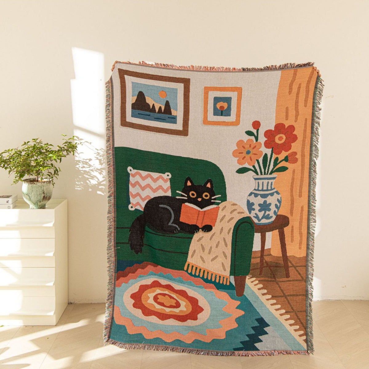 Künstlerische katzenmotivierte Wandteppichdecke