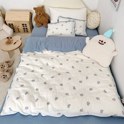 Kinder-Musselin-Steppbett-Set mit niedlichem Bären-Print