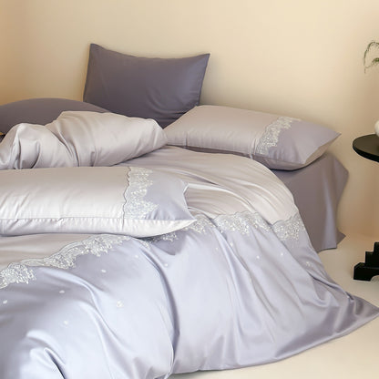 Luxuriös gesticktes Satin Bettbezug-Set