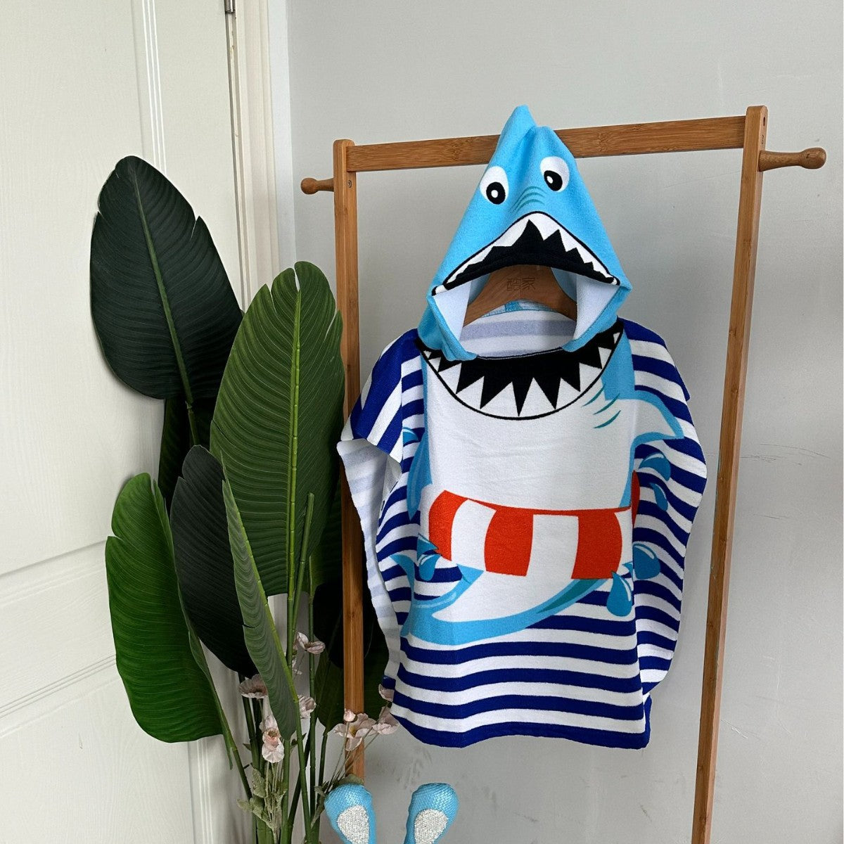 Kinder Haifisch-Design Kapuzenhandtuch Poncho Brehn