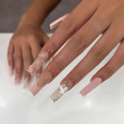 Künstlerisches Press-On-Nagelset mit Tierdruck