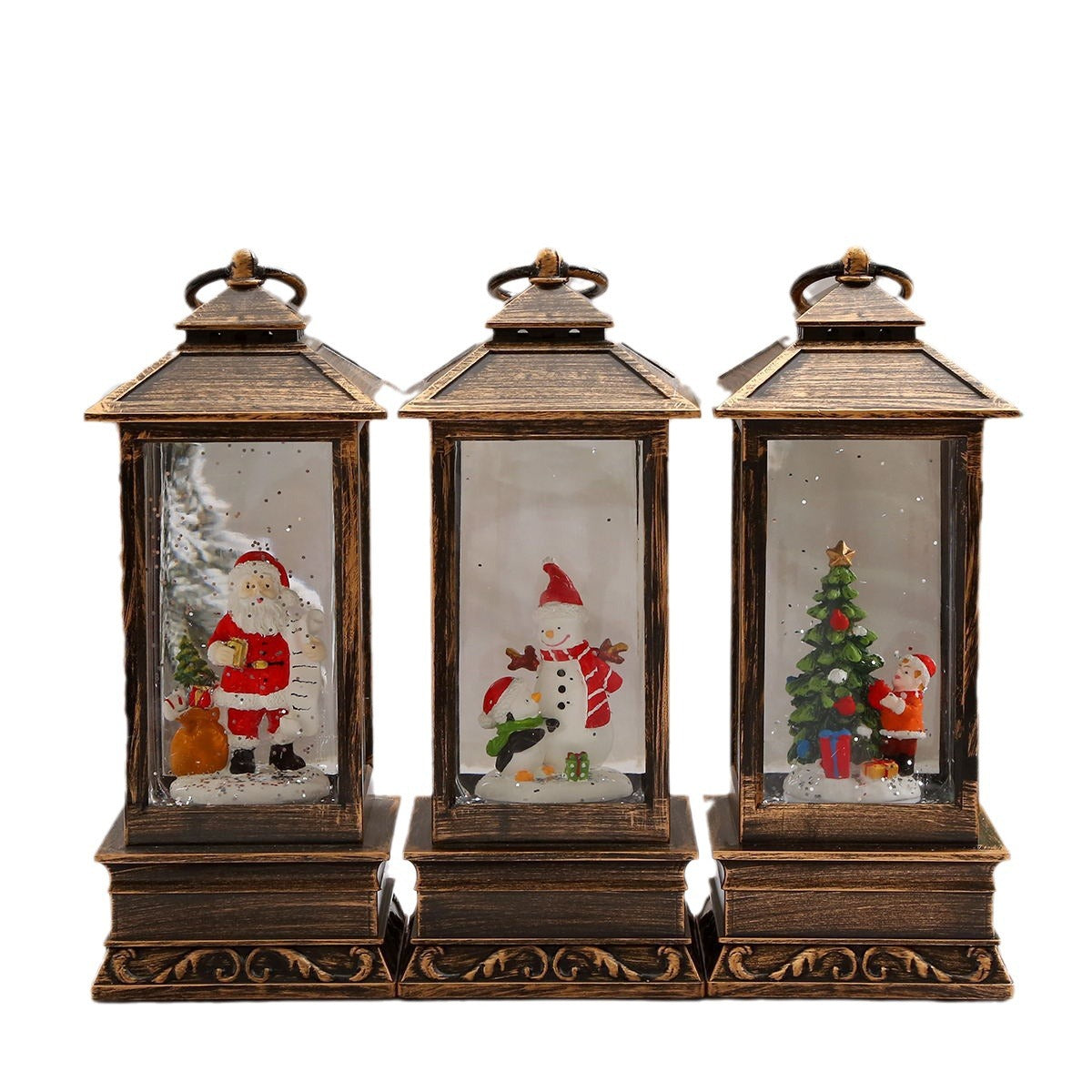 Vintage Weihnachtslaterne mit Schneemann und LED-Beleuchtung Brehn