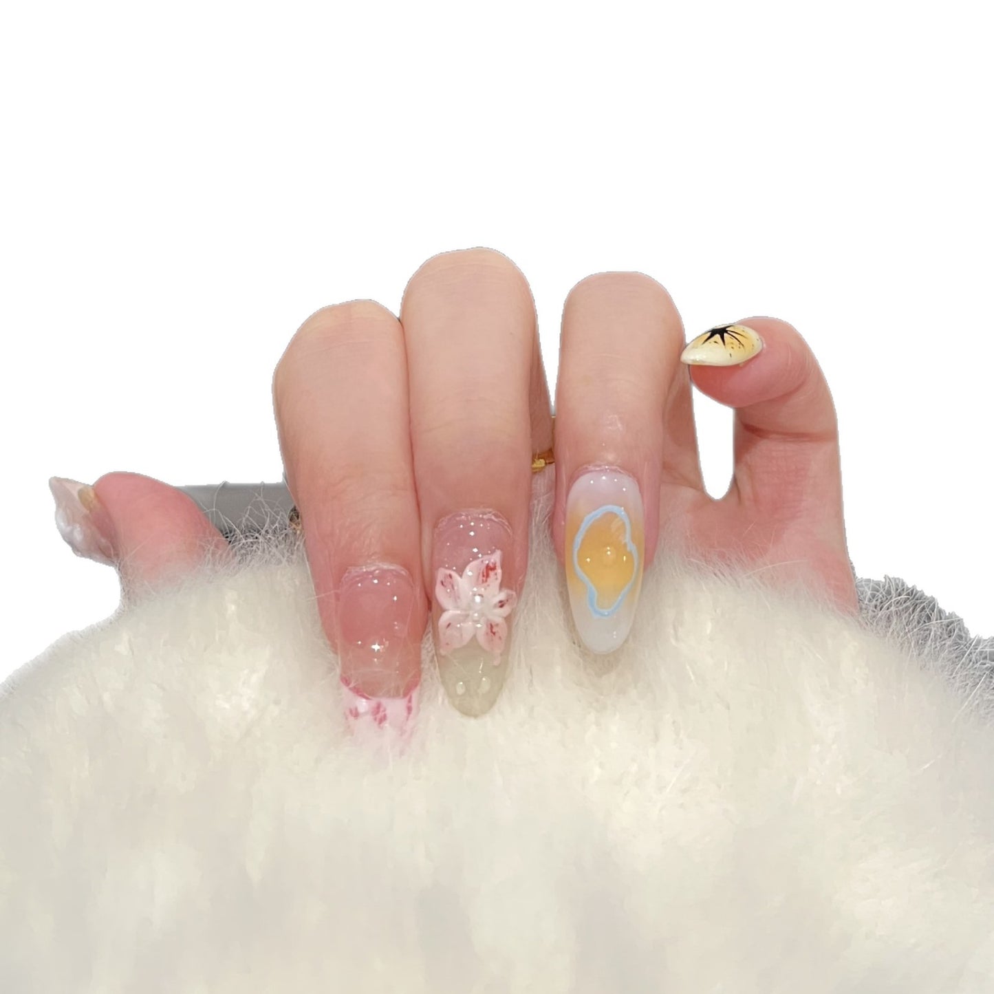 Künstlerisches Floral Press-On Nagelkunst Set Brehn