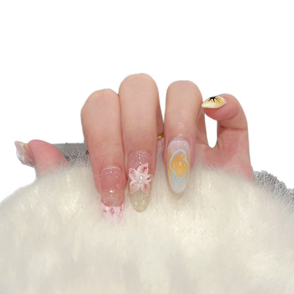 Künstlerisches Floral Press-On Nagelkunst Set Brehn