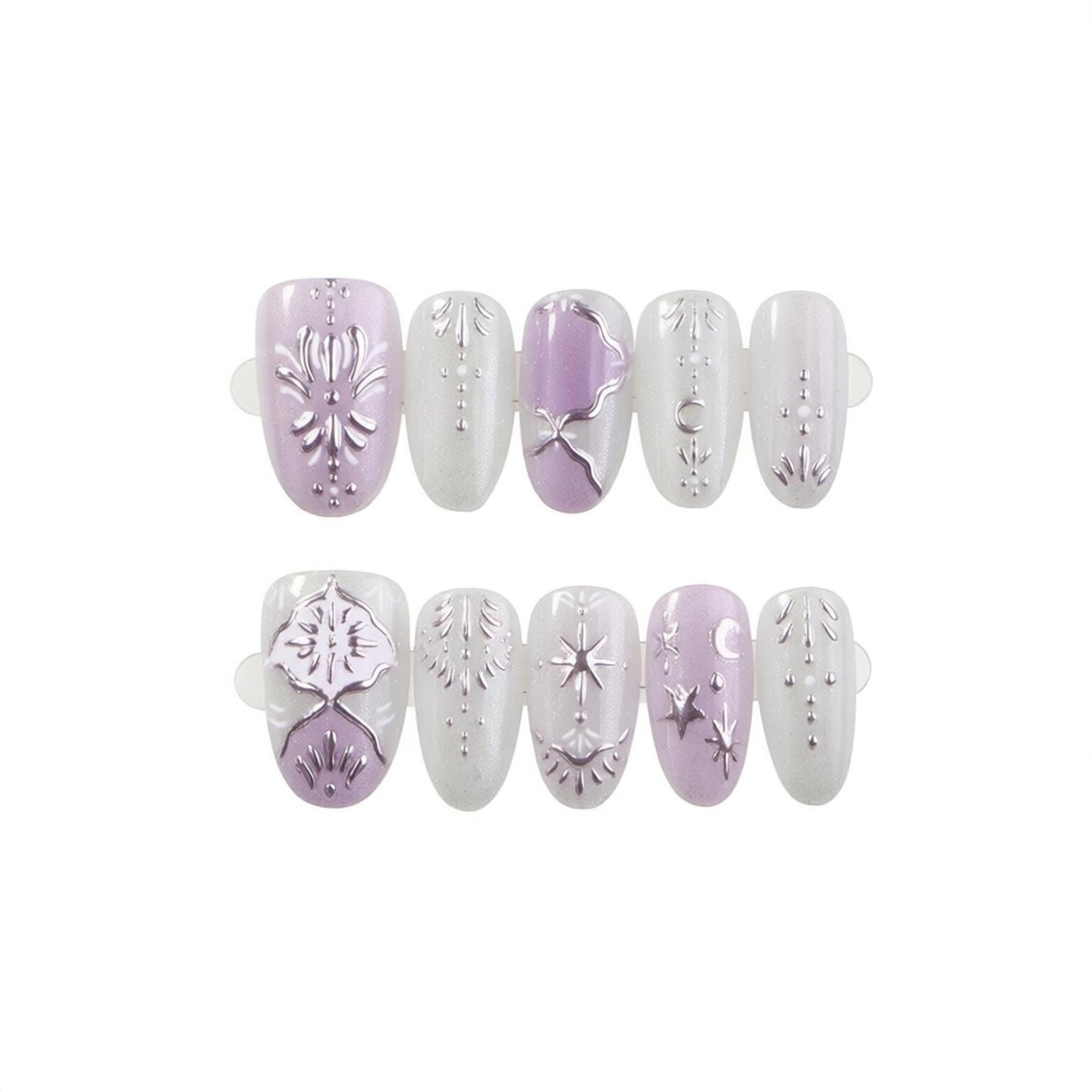 Dekoratives Metallic Press-On Nagelkunst Set Brehn