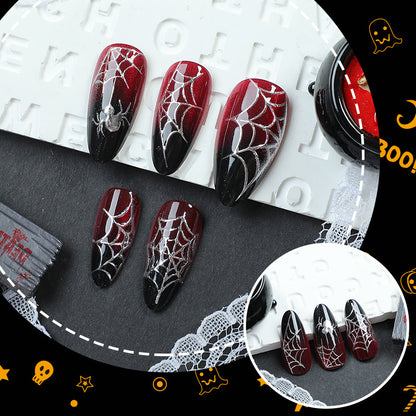 Gothic-Spinnenetz-Press-On-Nagelkunst
