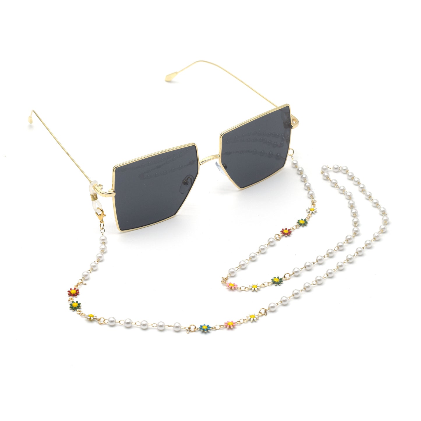 Elegante Perlen- und bunte Edelstein-Brillekette Brehn