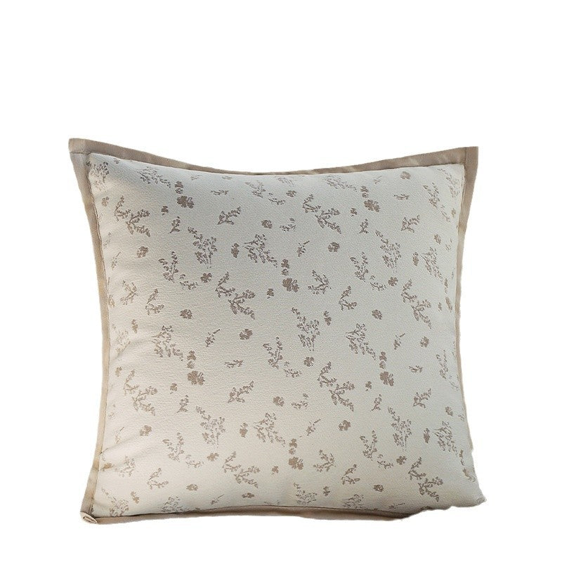 Dekorativer Zierkissenbezug mit floraler Jacquard-Struktur und Samt-Borte Brehn